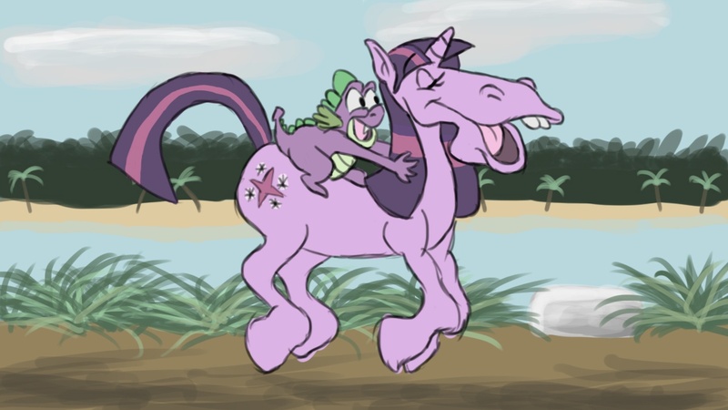 Size: 1200x675 | Tagged: artist:optimusbart09, derpibooru import, disney, hoers, parody, safe, spike, the adventures of ichabod and mr. toad, the wind in the willows, twilight sparkle