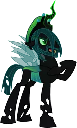 Size: 628x1037 | Tagged: artist:itoruna-the-platypus, changeling, changeling king, derpibooru import, hoof on chest, king metamorphosis, king pupa, queen chrysalis, rule 63, safe, simple background, solo, transparent background, vector