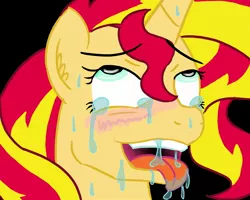 Size: 1800x1440 | Tagged: suggestive, artist:bees, derpibooru import, sunset shimmer, pony, unicorn, ahegao, blushing, crying, drool, female, solo, solo female, sweat, tongue out