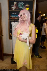 Size: 1365x2048 | Tagged: angel bunny, artist needed, convention, cosplay, derpibooru import, fluttershy, human, irl, irl human, nan desu kan, nan desu kan 2013, photo, plushie, safe, solo