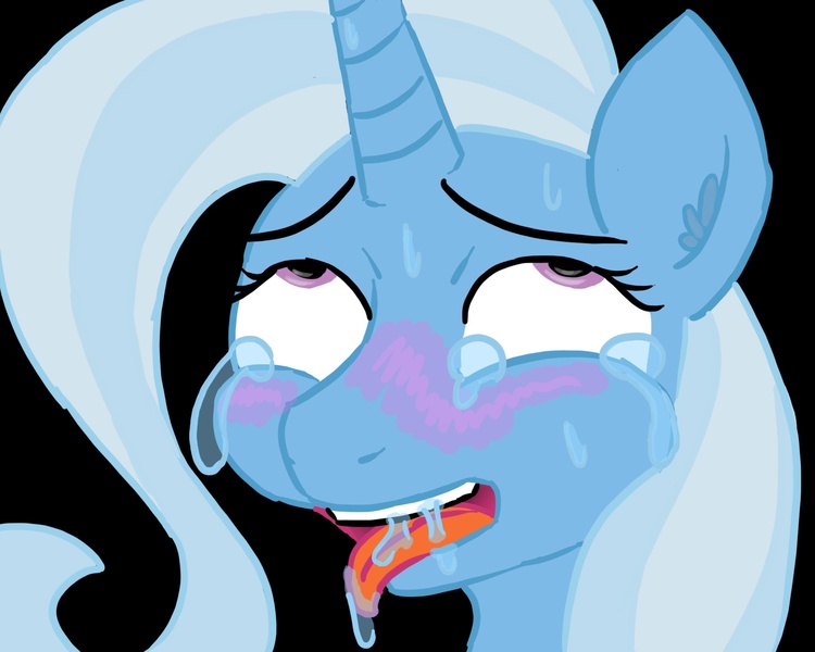 Size: 1800x1440 | Tagged: suggestive, artist:bees, derpibooru import, trixie, pony, unicorn, ahegao, blushing, crying, drool, female, mare, solo, solo female, sweat