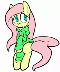 Size: 621x750 | Tagged: safe, artist:apony, derpibooru import, fluttershy, bottomless, clothes, flockdraw, hoodie, solo