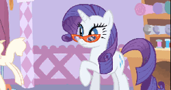 Size: 300x158 | Tagged: animated, applejack, artist:danfango, cereal, dialogue, froot loops, glasses, god burns down equestria for insurance money, rarity, safe, text, youtube link, youtube poop
