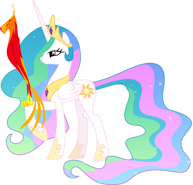 Size: 2447x2340 | Tagged: a bird in the hoof, artist:tourniquetmuffin, derpibooru import, philomena, princess celestia, safe, simple background, transparent background, vector