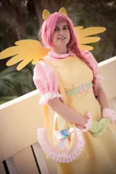 Size: 600x900 | Tagged: artist needed, safe, derpibooru import, fluttershy, human, clothes, cosplay, gloves, irl, irl human, photo, solo, swampcon, swampcon 2013