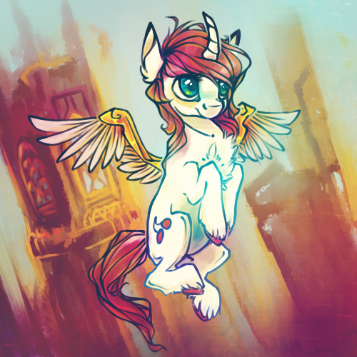 Size: 500x500 | Tagged: artificial wings, artist:syntactics, augmented, cherry top, derpibooru import, mechanical wing, oc, safe, solo, unofficial characters only, unshorn fetlocks, wings