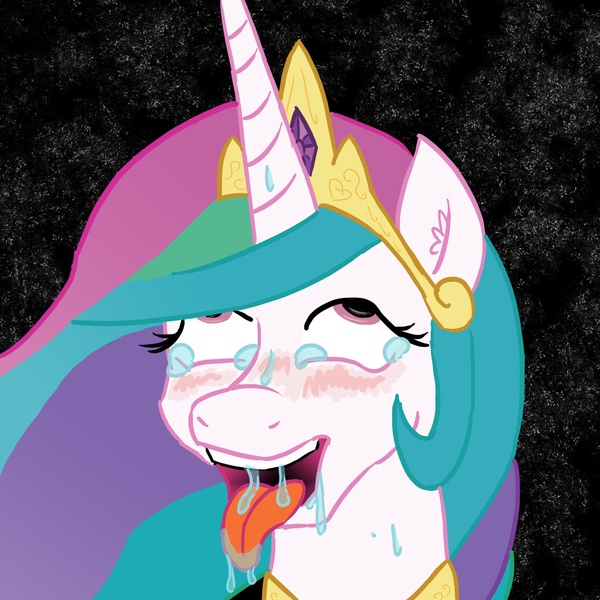 Size: 1800x1800 | Tagged: suggestive, artist:bees, derpibooru import, princess celestia, ahegao, blushing, crying, drool, female, solo, solo female, sweat, tongue out