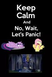 Size: 1000x1500 | Tagged: safe, derpibooru import, applejack, fluttershy, rainbow dash, rarity, spike, twilight sparkle, twilight sparkle (alicorn), alicorn, pony, castle mane-ia, female, keep calm, keep calm and carry on, mare, panic, twilighting, what a twist