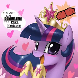 Size: 800x800 | Tagged: safe, artist:johnjoseco, derpibooru import, edit, twilight sparkle, twilight sparkle (alicorn), alicorn, pony, blushing, cute, dominated, element of magic, female, happy, heart, looking at you, mare, open mouth, pretty princess, smiling, solo, team fortress 2