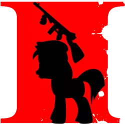 Size: 894x894 | Tagged: safe, derpibooru import, pony, black, mafia, mafia ii, red, solo, tommy gun, video game