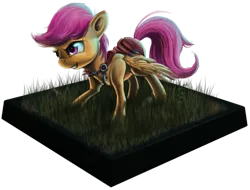 Size: 630x479 | Tagged: artist:i-am-knot, derpibooru import, dirt cube, figurine, gaming miniature, miniature, safe, scootaloo, solo