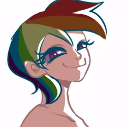 Size: 1000x1000 | Tagged: artist:chch, derpibooru import, human, humanized, light skin, rainbow dash, safe, smug, solo