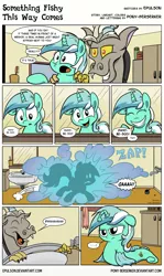 Size: 2400x4030 | Tagged: artist:epulson, artist:pony-berserker, bathroom, comic, derpibooru import, discord, discord being discord, lyra heartstrings, mirror, prank, safe, seaponified, sea pony, seapony lyra, toilet, transformation