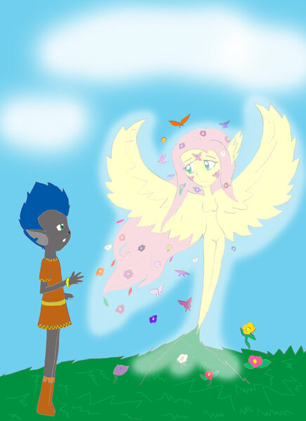 Size: 762x1049 | Tagged: artist:pokeneo1234, chaotic, derpibooru import, fantasia, fantasia 2000, firebird, firebird suite, fluttershy, raznus, safe, sprite, young