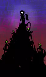 Size: 1500x2500 | Tagged: artist:inky-draws, derpibooru import, glowing eyes, halloween, pile, rarity, semi-grimdark, silhouette, zombie