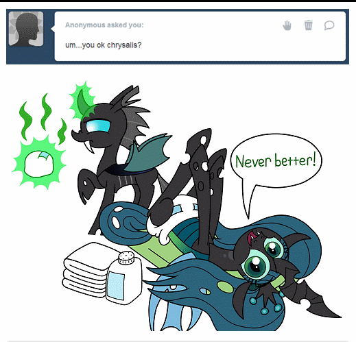 Size: 519x499 | Tagged: artist:jay muniz, ask crinkle bottom chrysalis, changeling, derpibooru import, diaper, diaper change, diaper fetish, jeff, messy diaper, poop, queen chrysalis, questionable, solo, tumblr