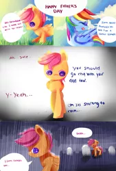 Size: 2500x3700 | Tagged: artist:aquagalaxy, comic, derpibooru import, grave, rain, rainbow dash, safe, scootaloo