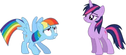 Size: 11488x5057 | Tagged: absurd resolution, alternate hairstyle, artist:rolin11, derpibooru import, duo, hilarious in hindsight, manebow sparkle, mane swap, rainbow dash, role reversal, safe, simple background, transparent background, twilight sparkle, vector