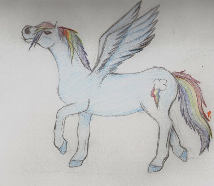 Size: 960x833 | Tagged: artist:bela-designs, derpibooru import, rainbow dash, realistic, safe, solo, traditional art