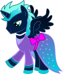 Size: 5578x6500 | Tagged: safe, artist:theshadowstone, derpibooru import, oc, unofficial characters only, alicorn, pony, absurd resolution, alicorn oc, clothes, crossdressing, dress, final draft, male, necklace, simple background, solo, stallion, transparent background, vector