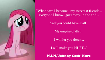 Size: 368x211 | Tagged: derpibooru import, forum signature, johnny cash, let down, lyrics, nine inch nails, pinkamena diane pie, pinkie pie, sadness, safe, solo, song