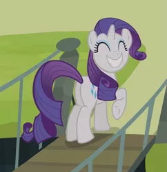 Size: 829x857 | Tagged: safe, derpibooru import, screencap, rarity, pony, castle mane-ia, season 4, bridge, face, female, happy, mare, plot, smiling, solo