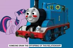 Size: 653x430 | Tagged: crack shipping, derpibooru import, exploitable meme, make it happen, meme, safe, thomas the tank engine, twilight sparkle