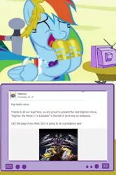 Size: 592x890 | Tagged: derpibooru import, digimon, digimon x-evolution, exploitable meme, facebook, fake, meme, obligatory pony, rainbow dash, safe, tv meme