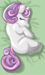 Size: 1500x2500 | Tagged: artist:melinda chovexani, cute, derpibooru import, diasweetes, eyes closed, foal, safe, side, sleeping, solo, sweetie belle, younger