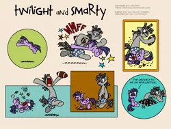 Size: 1623x1230 | Tagged: american football, artist:niban-destikim, calvin and hobbes, chess, comic, crossover, derp, derpibooru import, dizzy, filly, foal, knocked silly, ponified, safe, smarty pants, sports, twilight and smarty, twilight sparkle