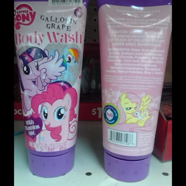 Size: 900x900 | Tagged: barcode, bath, body wash, derpibooru import, fluttershy, irl, logo, merchandise, photo, photographer:drpain, pinkie pie, rainbow dash, retail, safe, soap, special face, text, twilight sparkle, twilight sparkle (alicorn)