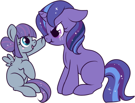 Size: 472x361 | Tagged: safe, artist:lulubell, derpibooru import, oc, oc:moonlight eve, oc:serene skies, unofficial characters only, pegasus, pony, unicorn, :t, angry, blank flank, boop, cute, eye contact, filly, floppy ears, glare, looking at each other, magical lesbian spawn, next generation, nose wrinkle, offspring, open mouth, parent:princess luna, parent:twilight sparkle, parents:twiluna, scrunchy face, simple background, sisters, sitting, smiling, spread wings, transparent background