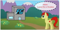 Size: 1600x812 | Tagged: safe, artist:fureox, derpibooru import, oc, unofficial characters only, earth pony, pony, building, bush, comic, comic sans, door, filly gamez, flower, male, mountain, office, sethisto, solo, stallion, text