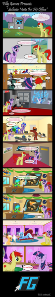 Size: 385x2077 | Tagged: safe, artist:dracoblair, artist:fureox, artist:mythogamer, derpibooru import, octavia melody, trixie, twilight sparkle, vinyl scratch, oc, oc:sethisto, earth pony, pony, unicorn, building, cake, comic, comic sans, draw me like one of your french girls, drool, fainting couch, female, filly gamez, foodfight, indoors, male, mare, mountain, office, ponysona, stallion, unicorn twilight, writer's block