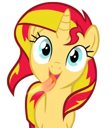 Size: 1280x1482 | Tagged: safe, artist:umbra-neko, derpibooru import, sunset shimmer, pony, unicorn, fourth wall, licking, licking ponies, palindrome get, screen, simple background, solo, transparent background, vector