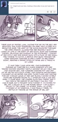 Size: 600x1265 | Tagged: suggestive, artist:johnjoseco, derpibooru import, princess celestia, twilight sparkle, alicorn, pony, ask princess molestia, journal of the two sisters, candle, comic, diary, female, grayscale, incest, lesbian, lip bite, princest, reading, scrunchy face, the fresh prince of bel-air, trollestia, wall of text