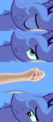 Size: 591x1353 | Tagged: suggestive, derpibooru import, princess luna, pony, bed, bed meme, bedroom eyes, comic, crying, exploitable meme, fist, forever alone, implied masturbation, meme, rubber fist, s1 luna, sleeping, waking up