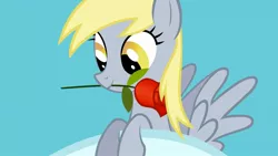 Size: 1920x1080 | Tagged: safe, derpibooru import, screencap, derpy hooves, pegasus, pony, fall weather friends, female, flower, flower in mouth, mare, mouth hold, rose, rose in mouth, solo, underp, vector