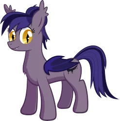 Size: 4943x5000 | Tagged: safe, artist:xiagu, derpibooru import, oc, oc:inky, unofficial characters only, bat pony, pony, absurd resolution, fangs, fluffy, hair bun, looking at you, simple background, smiling, solo, transparent background, vector