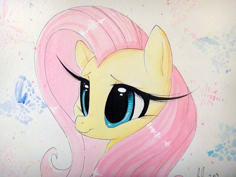 Size: 1280x960 | Tagged: artist:prettypinkpony, derpibooru import, fluttershy, portrait, safe, solo, traditional art