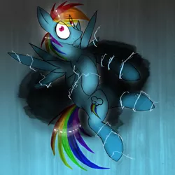 Size: 3000x3000 | Tagged: artist:xenalollie, cloud, rainbow dash, semi-grimdark, solo, unsexy bondage