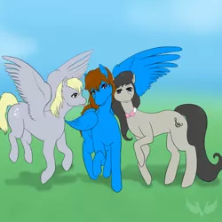 Size: 920x920 | Tagged: safe, derpibooru import, derpy hooves, octavia melody, oc, oc:sunnyside, pegasus, pony, cute, female, mare