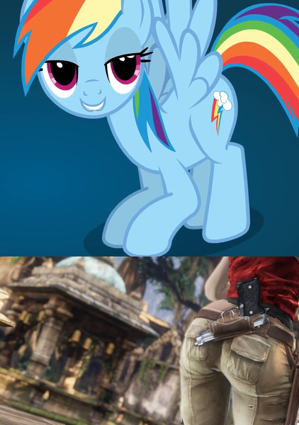 Size: 840x1193 | Tagged: chloe frazer, dat butt, derpibooru import, meme, rainbow dash, suggestive, uncharted, wingboner