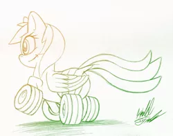 Size: 900x710 | Tagged: artist:fuzon-s, derpibooru import, dock, oc, oc:wheely bopper, original species, perspective, safe, sketch, solo, traditional art, unofficial characters only, wheelpone