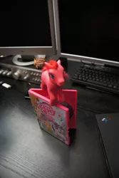 Size: 1200x1800 | Tagged: computer, custom, derpibooru import, desk, dvd, french, g3, irl, photo, pinkie pie, safe, thinkpad, toy