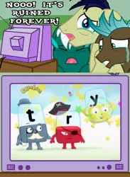 Size: 563x771 | Tagged: alphabet, alphablocks, derpibooru import, drama, exploitable meme, meme, obligatory pony, r, ruined forever trio, safe, t, tv meme, y