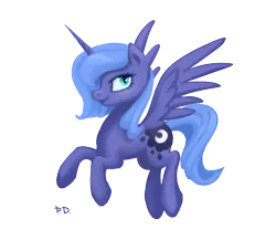 Size: 800x693 | Tagged: artist:kaermter, derpibooru import, flying, princess luna, s1 luna, safe, simple background, solo