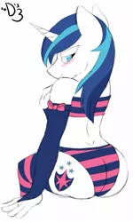 Size: 949x1585 | Tagged: suggestive, artist:d3rped, derpibooru import, shining armor, anthro, ass, clothes, crossdressing, detached sleeves, femboy, image, jpeg, male, panties, sexy armor, shining femboy armor, slutarmor, solo, solo male, stockings, underwear