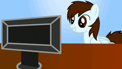 Size: 640x360 | Tagged: safe, artist:eirexe, derpibooru import, oc, oc:mayde, unofficial characters only, pegasus, pony, animated, candle, computer, monitor, solo