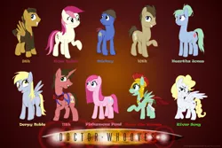 Size: 1200x800 | Tagged: safe, artist:snapai, derpibooru import, derpy hooves, doctor whooves, pinkie pie, roseluck, surprise, time turner, ponified, pegasus, pony, companions, doctor who, eleventh doctor, female, mare, ninth doctor, pinkamena diane pie, tenth doctor